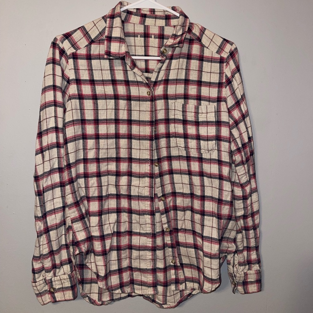 Cream and red flannel